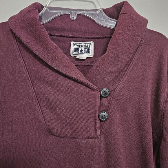 Converse One Star Collared Sweatshirt Burgundy Womens Size L - Picture 2 of 9